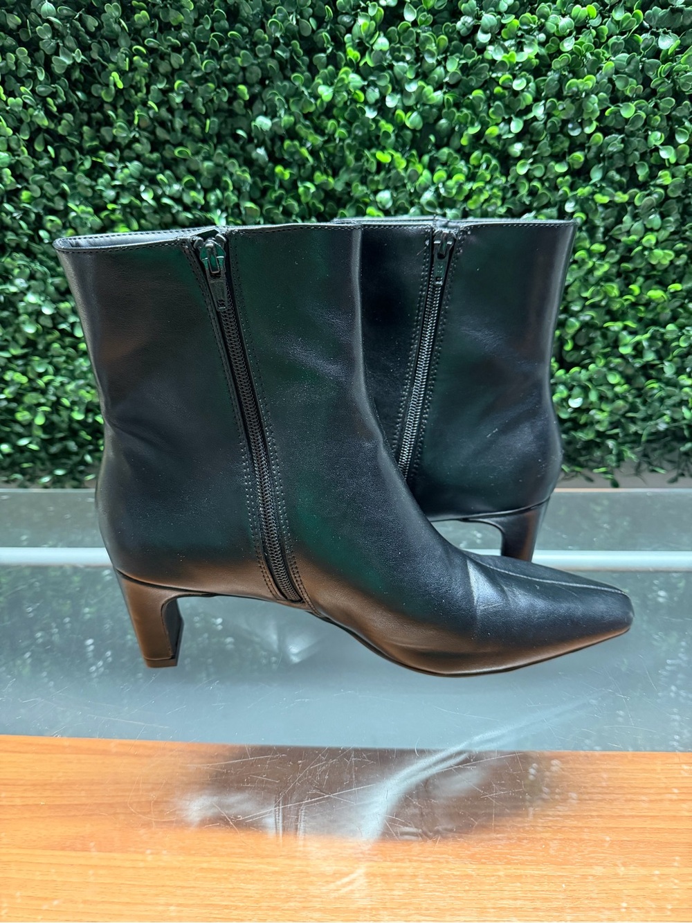 a new day Black Pointed Toe Leather Ankle Boots - Picture 6 of 9